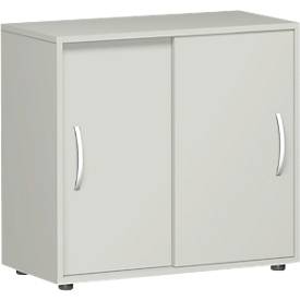 Schuifdeurkast PALENQUE, 2 ordnerhoogten, B 800 x D 400 x H 752 mm, lichtgrijs