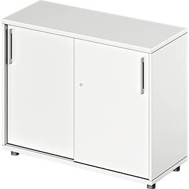 Schäfer Shop Genius Schuifdeurkast TETRIS WOOD, 2 ordnerhoogten, B 1000 mm, hoogte incl. glijders, wit