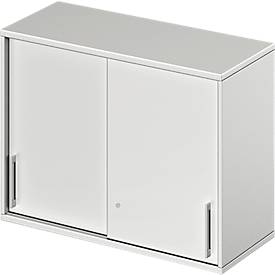 Schäfer Shop Genius Opzetkast met schuifdeuren TETRIS WOOD, 2 ordnerhoogten, B 1000 mm, hoogte incl. glijders, lichtgrijs