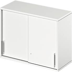 Schäfer Shop Genius Opzetkast met schuifdeuren TETRIS WOOD, 2 ordnerhoogten, B 1000 mm, hoogte incl. glijders, wit