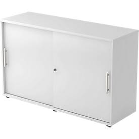 Schuifdeurkast, 2 ordnerhoogten, B 1200 x D 400 x H 748 mm, lichtgrijs