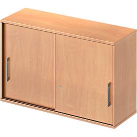 Schäfer Shop Genius Opzetkast met schuifdeuren TETRIS WOOD, 2 ordnerhoogten, B 1200 mm, hoogte incl. glijders, beukenpatroon