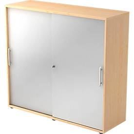 Schuifdeurkast JENA, 3 ordnerhoogten, voorkant zilver, B 1200 x D 400 x H 1100 mm, esdoornpatroon