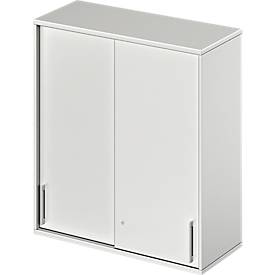 Schäfer Shop Genius Opzetkast met schuifdeuren TETRIS WOOD, 3 ordnerhoogten, B 1000 mm, lichtgrijs