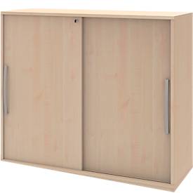 Aanbouwkast met schuifdeuren BARI, 4 legborden, slot, middenwand, B 1200 x D 430 x H 1117 mm, esdoornpatroon