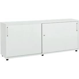 Schäfer Shop Select Schuifdeurkast, hout, 2 legplanken, B 1600 mm x D 421 x H 750 mm, lichtgrijs, 2 legplanken, B 1600 mm x D 421 x H 750 mm, lichtgrijs