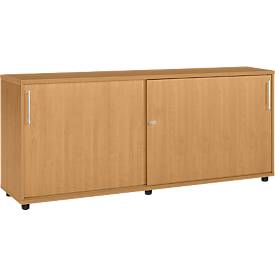 Schäfer Shop Select Schuifdeurkast, hout, 2 legplanken, b 1600 mm x d 421 x h 750 mm, beukenhout, 2 legplanken, b 1600 mm x d 421 x h 750 mm, beukenhout.