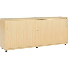 Schäfer Shop Select Schuifdeurkast, hout, 2 legplanken, B 1600 mm x D 421 x H 750 mm, ahornhout, 2 legplanken, B 1600 mm x D 421 x H 750 mm, ahornhout