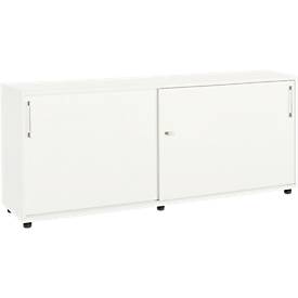Schäfer Shop Select Schuifdeurkast, hout, 2 legplanken, B 1600 mm x D 421 x H 750 mm, wit, 2 legplanken, B 1600 mm x D 421 x H 750 mm.