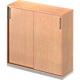 Schäfer Shop Genius Schäfer Shop  Genius Schuifdeurkast TETRIS WOOD, 3 ordnerhoogten, B 1200 mm, incl. stalen sokkel, beukenpatroon