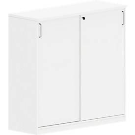 Schuifdeurkast BEXXSTAR, houten deuren, 3 ordnerhoogtes, B 1200 x D 420 x H 1155 mm, wit