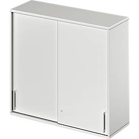 Schäfer Shop Genius Opzetkast met schuifdeuren TETRIS WOOD, 3 ordnerhoogten, B 1200 mm, lichtgrijs