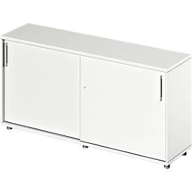 Schäfer Shop Genius Schuifdeurkast TETRIS WOOD, 2 ordnerhoogten, B 1600 mm, hoogte incl. glijders, wit