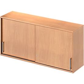 Schäfer Shop Genius Opzetkast met schuifdeuren TETRIS WOOD, 2 ordnerhoogten, B 1600 mm, hoogte incl. glijders, beukenpatroon