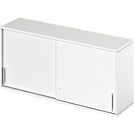 Schäfer Shop Genius Opzetkast met schuifdeuren TETRIS WOOD, 2 ordnerhoogten, B 1600 mm, hoogte incl. glijders, wit