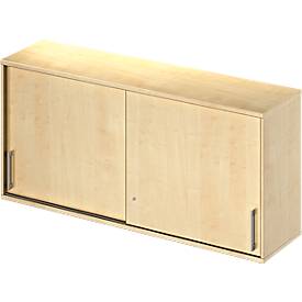 Schäfer Shop Genius Opzetkast met schuifdeuren TETRIS WOOD, 2 ordnerhoogten, B 1600 mm, hoogte incl. glijders, esdoornpatroon