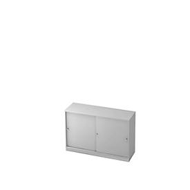 Schuifdeurkast, 2 ordnerhoogten, B 1200 x D 400 mm, lichtgrijs