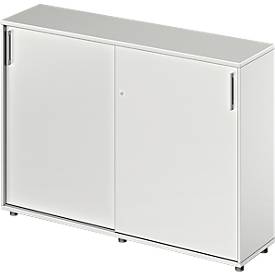 Schäfer Shop Genius schuifdeurkast TETRIS WOOD, 3 OH, B 1600 mm, hoogte incl. glijders, lichtgrijs