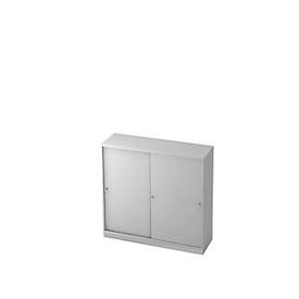 Schuifdeurkast, 3 ordnerhoogten, B 1200 x D 400 mm, lichtgrijs