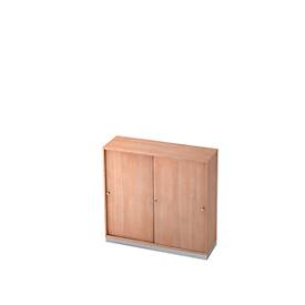 Schuifdeurkast, 3 ordnerhoogten, B 1200 x D 400 mm, notenhoutpatroon