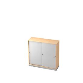 Schuifdeurkast, 3 ordnerhoogten, B 1200 x D 400 mm, esdoornpatroon/zilver