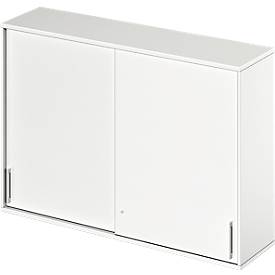 Schäfer Shop Genius Opzetkast met schuifdeuren TETRIS WOOD, 3 ordnerhoogten, B 1600 mm, wit