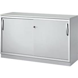 Schäfer Shop Genius Schäfer Shop  Genius Schuifdeurkast TETRIS SOLID, 2 ordnerhoogten, B 1200 x H 818 mm, middenwand, 19 mm afdekplaat, lichtgrijs/blank aluminium