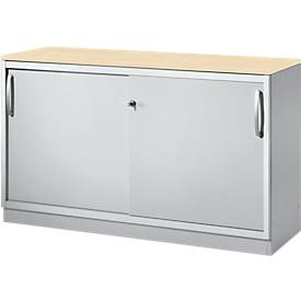 Schäfer Shop Genius Schäfer Shop  Genius Schuifdeurkast TETRIS SOLID, 2 ordnerhoogten, B 1200 x H 818 mm, middenwand, 19 mm afdekplaat, esdoorn/blank aluminium
