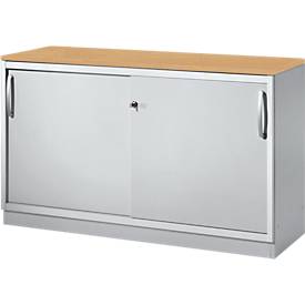 Schäfer Shop Genius Schäfer Shop  Genius Schuifdeurkast TETRIS SOLID, 2 ordnerhoogten, B 1200 x H 818 mm, middenwand, 19 mm afdekplaat, beuken/blank aluminium