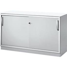 Schäfer Shop Genius Schäfer Shop  Genius Schuifdeurkast TETRIS SOLID, 2 ordnerhoogten, B 1200 x H 818 mm, middenwand, 19 mm afdekplaat, wit/blank aluminium