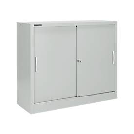 Schäfer Shop Select Schuifdeurkast MS iCONOMY, staal, 3 ordnerhoogten, B 1200 x D 400 x H 1215 mm, lichtgrijs RAL 7035