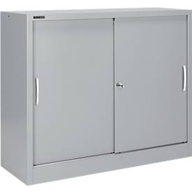 Schäfer Shop Select Schuifdeurkast MS iCONOMY, staal, 3 ordnerhoogten, B 1200 x D 400 x H 1215 mm, wit aluminium RAL 9006