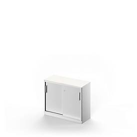 Schäfer Shop Genius Schuifdeurkast TETRIS SOLID, 2 ordnerhoogten, B 1000 mm, incl. 19 mm afdekplaat, wit/blank aluminium
