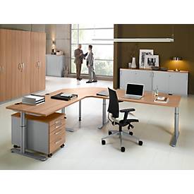 Schäfer Shop Genius Schäfer Shop  Genius Schuifdeurkast TETRIS SOLID, 2 ordnerhoogten, middenwand, B 1600 x D 413 x H 818 mm, beuken/blank aluminium