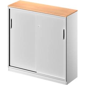 Schäfer Shop Genius Schäfer Shop  Genius Schuifdeurkast TETRIS SOLID, 3 ordnerhoogten, B 1200 x H 1170 mm, middenwand, 19 mm afdekplaat, beuken/blank aluminium