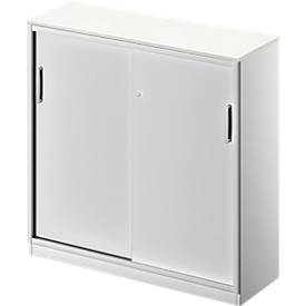 Schäfer Shop Genius Schäfer Shop  Genius Schuifdeurkast TETRIS SOLID, 3 ordnerhoogten, B 1200 x H 1170 mm, middenwand, 19 mm afdekplaat, wit/blank aluminium