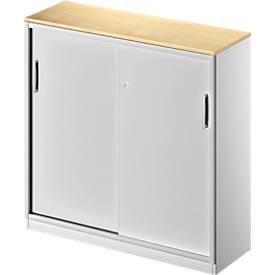 Schäfer Shop Genius Schäfer Shop  Genius Schuifdeurkast TETRIS SOLID, 3 ordnerhoogten, B 1200 x H 1170 mm, middenwand, 19 mm afdekplaat, esdoorn/blank aluminium