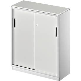 Schäfer Shop Genius Schuifdeurkast TETRIS SOLID, 3 ordnerhoogten,  2 legborden, B 1000 mm, 19 mm afdekplaat, lichtgrijs/blank aluminium