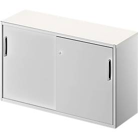 Schäfer Shop Genius Bijzetkast TETRIS SOLID, 2 ordnerhoogten, op bureautafelhoogte, B 1200 mm, 25 mm afdekplaat, wit