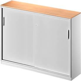 Schäfer Shop Genius Schäfer Shop  Genius Schuifdeurkast TETRIS SOLID, 3 ordnerhoogten, middenwand, B 1600 x D 413 x H 1170 mm, beuken/blank aluminium