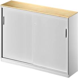 Schäfer Shop Genius Schäfer Shop  Genius Schuifdeurkast TETRIS SOLID, 3 ordnerhoogten, middenwand, B 1600 x D 413 x H 1170 mm, esdoorn/blank aluminium