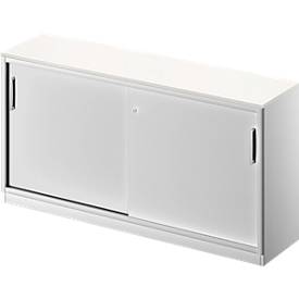 Schäfer Shop Genius Schuifdeurkast TETRIS SOLID, 2 ordnerhoogten, B 1600 mm, incl. 19 mm afdekplaat, wit/blank aluminium