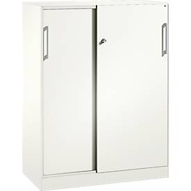 C und P Schuifdeurkast ASISTO C 3000, 3 ordnerhoogten, met afdekplaat, breedte 1000 mm, wit/wit