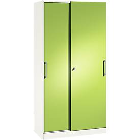 C und P Schuifdeurkast ASISTO C 3000, 5 ordnerhoogten, afsluitbaar, breedte 1000 mm, wit/viridiaangroen