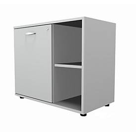 Schäfer Shop Select Sideboard, met draaideur, afsluitbaar, spaanplaat, B 800 x D 420 x H 663 mm, links verstelbaar, lichtgrijs