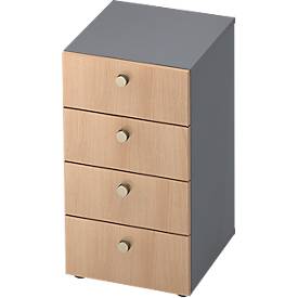 TOPAS LINE ladekast, 2 OH, B 400 mm, grafiet/eiken decor