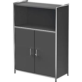Combikast Toledo, met zicht-achterwand, afsluitbaar, 3 ordnerhoogten, 1 vak, B 800 x D 380 mm, antraciet