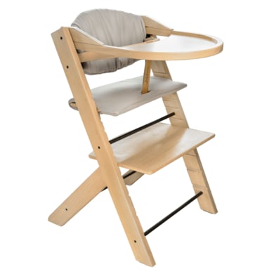 Treppy kinderstoel naturel incl. tafel, zitkussen en leren riem