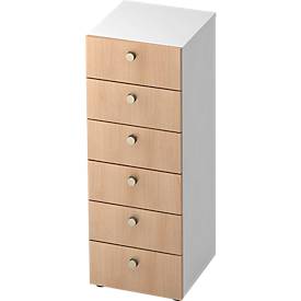 TOPAS LINE ladekast, 3 OH, B 400 mm, decor wit/eiken