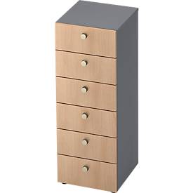 TOPAS LINE ladekast, 3 OH, B 400 mm, grafiet/eiken decor